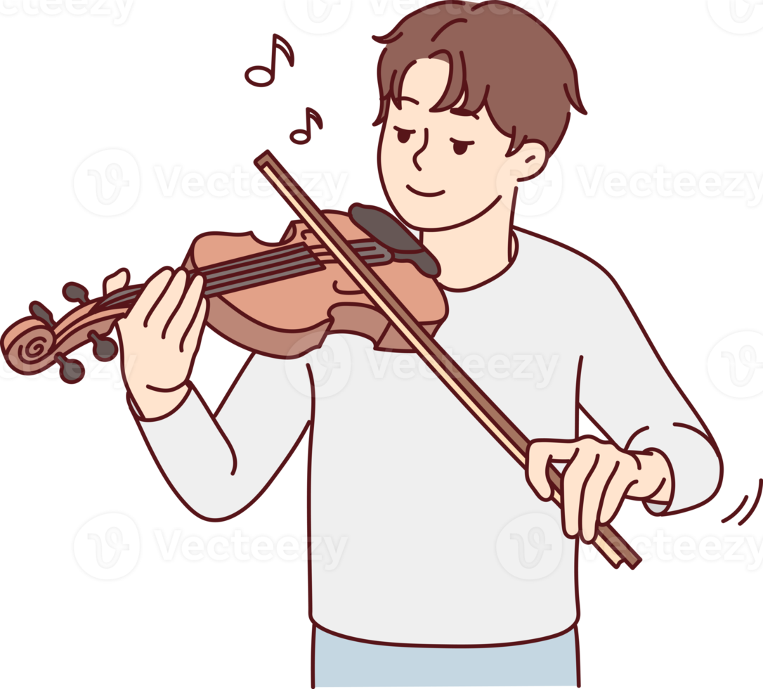 Happy man play violin png