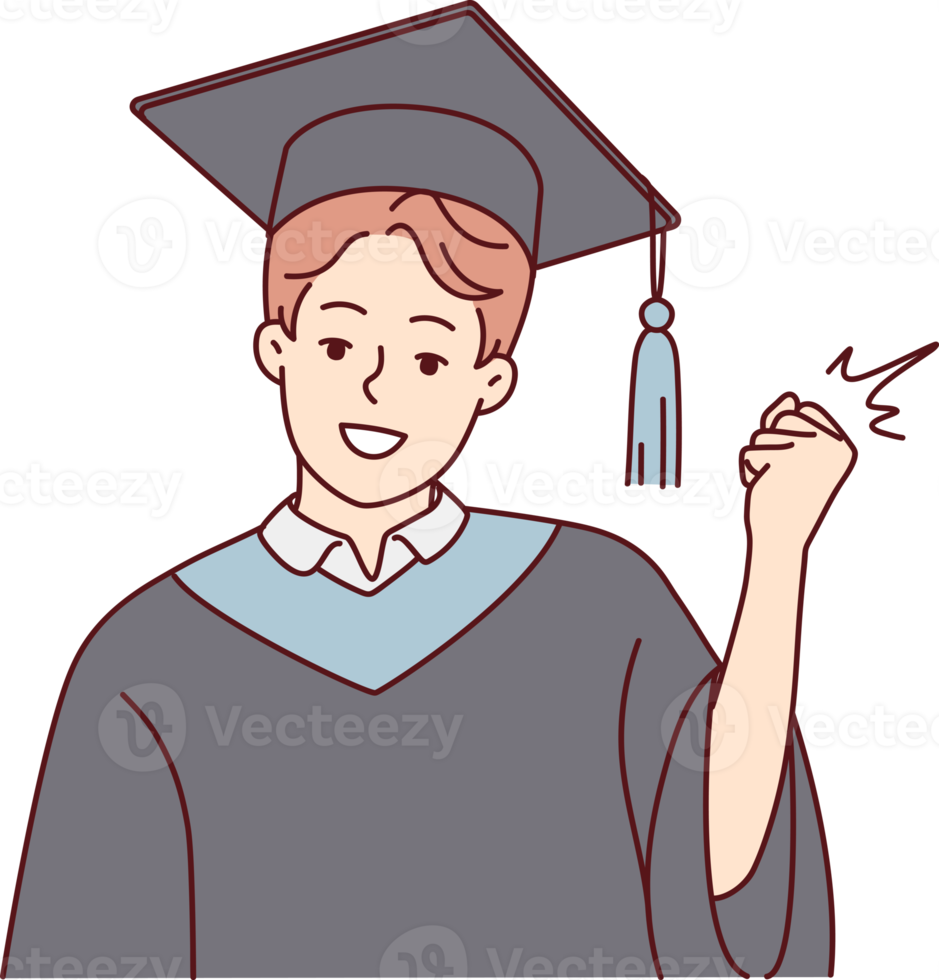 Smiling guy excited with successful graduation png