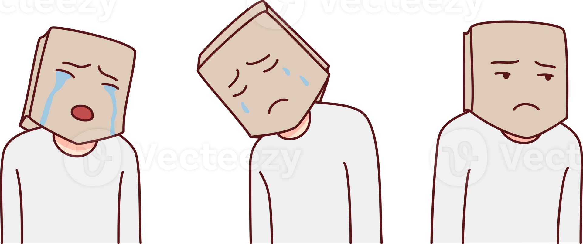 Person head in paper bad suffering from psychological problems png