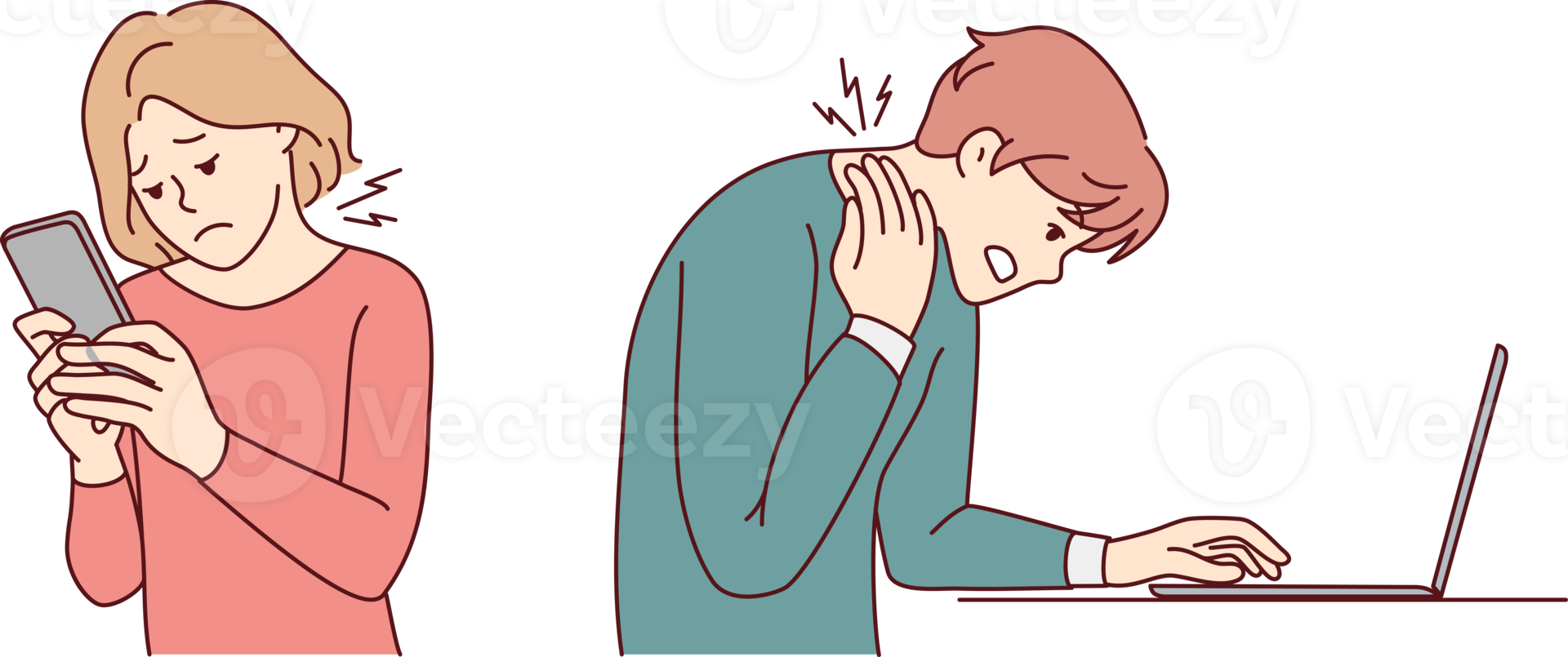 Free People working on gadgets suffer from backache 21249014 PNG with