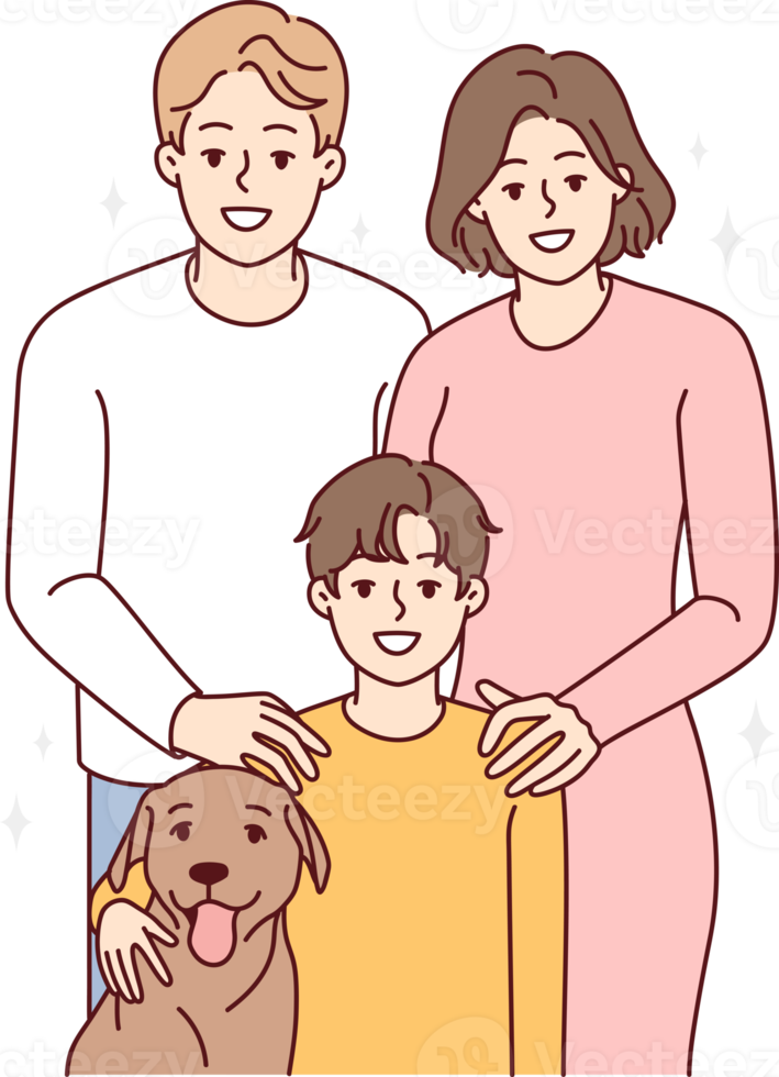 Portrait of family with child and dog png