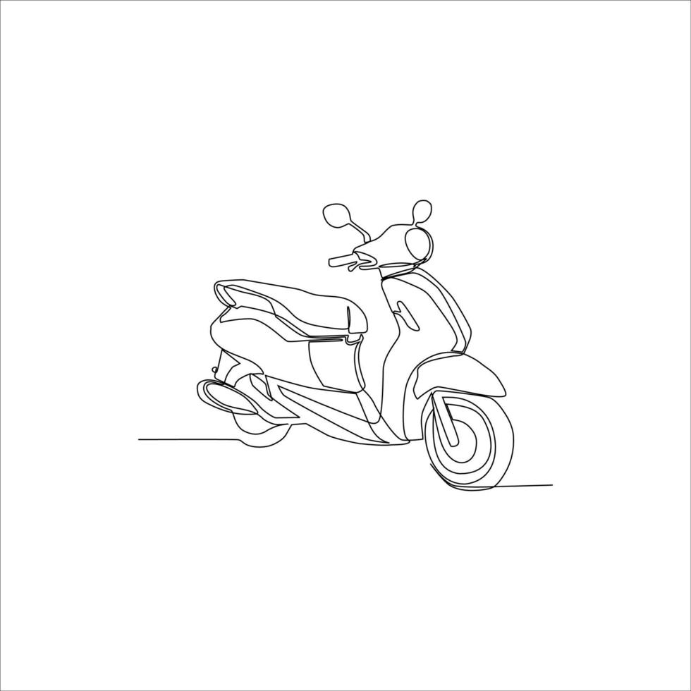 electric motorcycle continuous line art vector