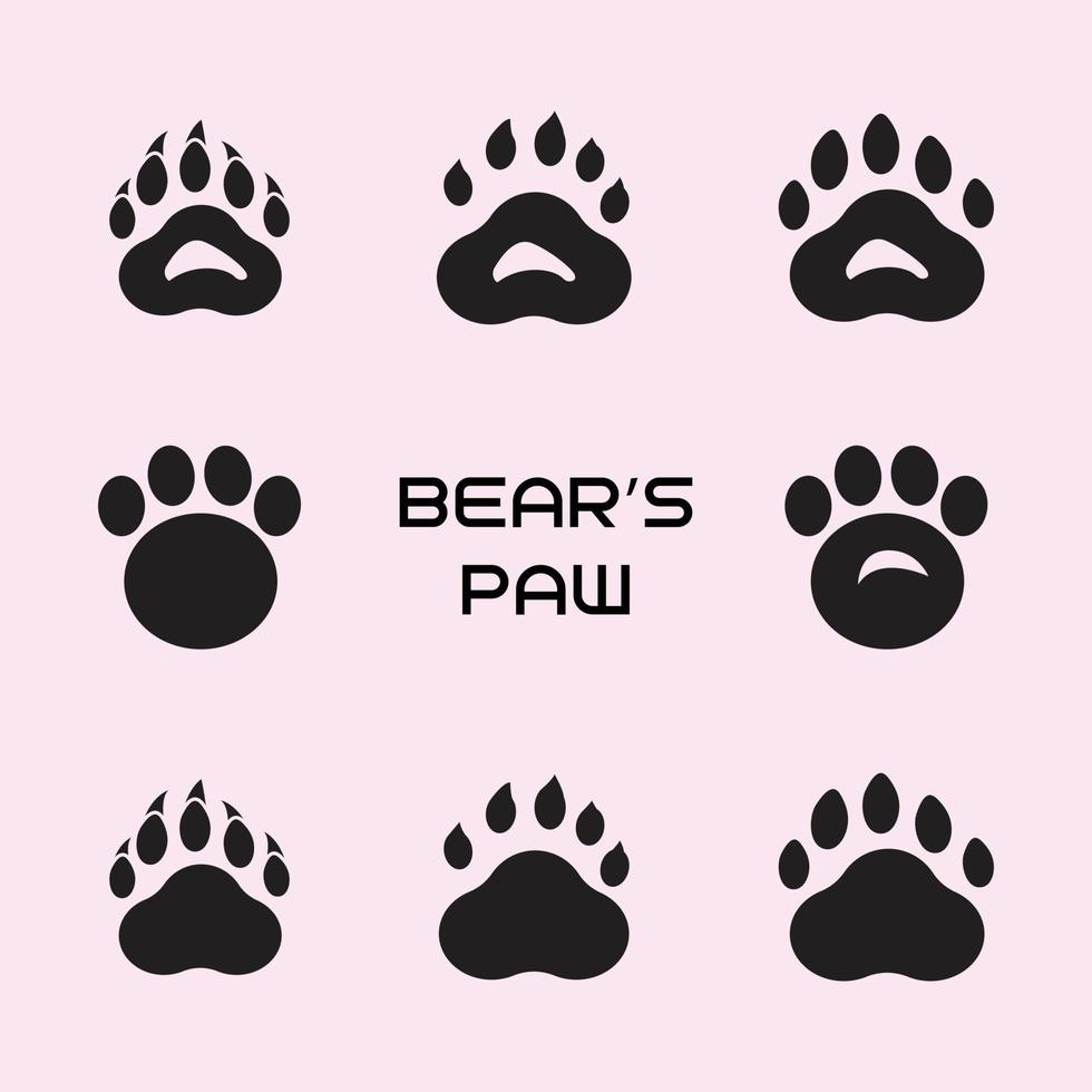 A set of bear's paws silhouette. vector