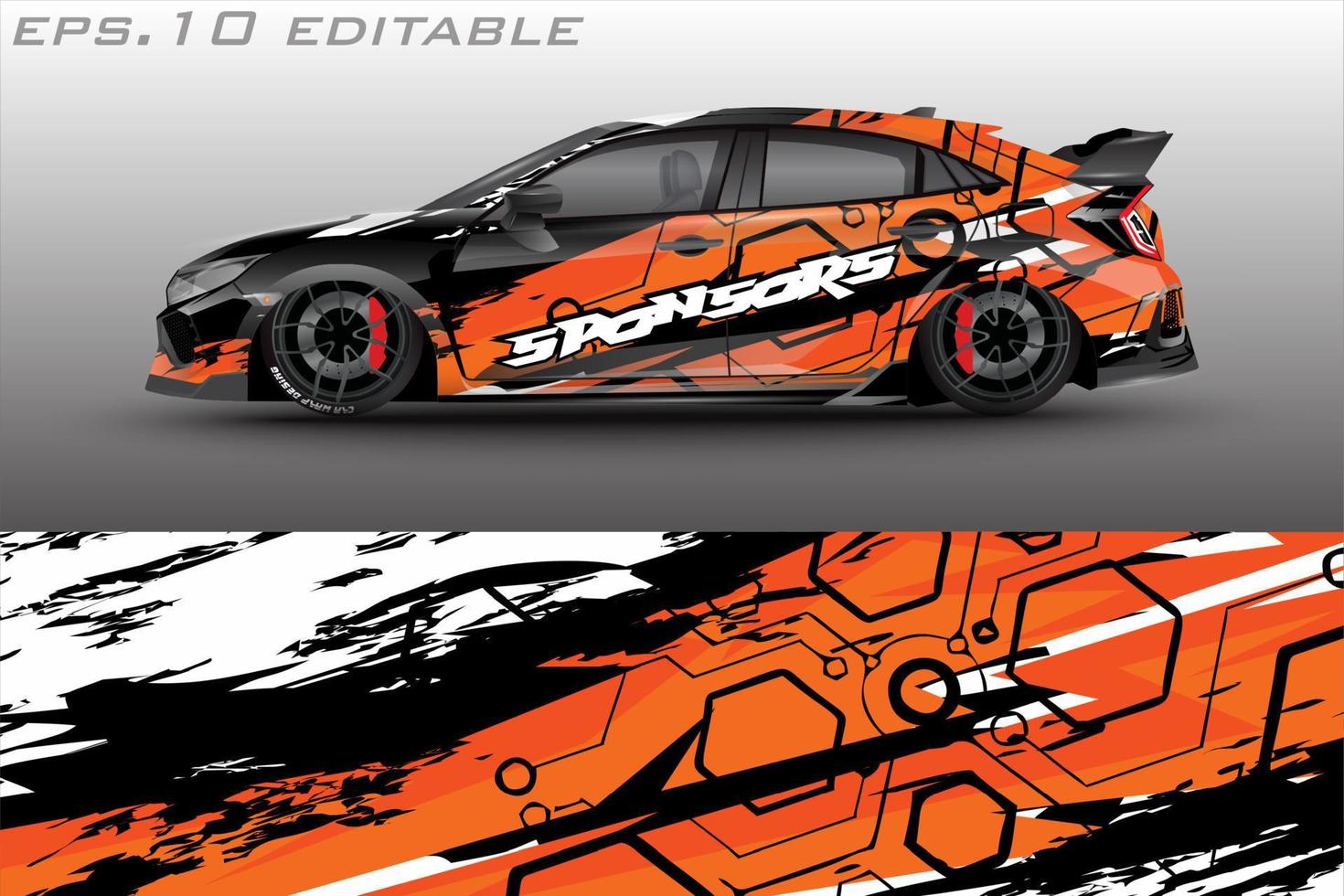 abstract motif sports car wrap livery design vector