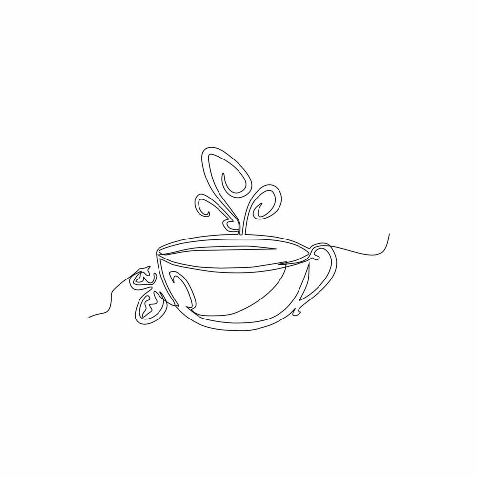 continuous line drawing of a cup of coffee vector