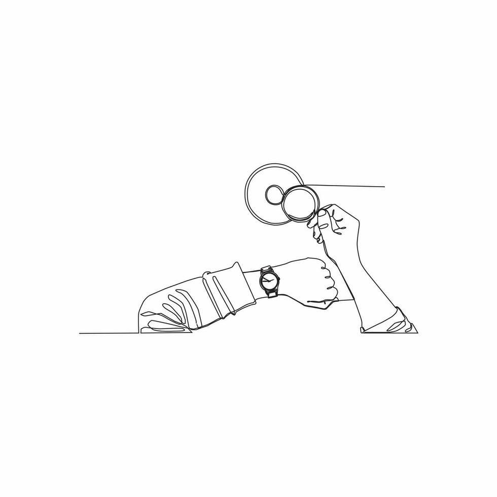 continuous line drawing of hand holding coffee vector