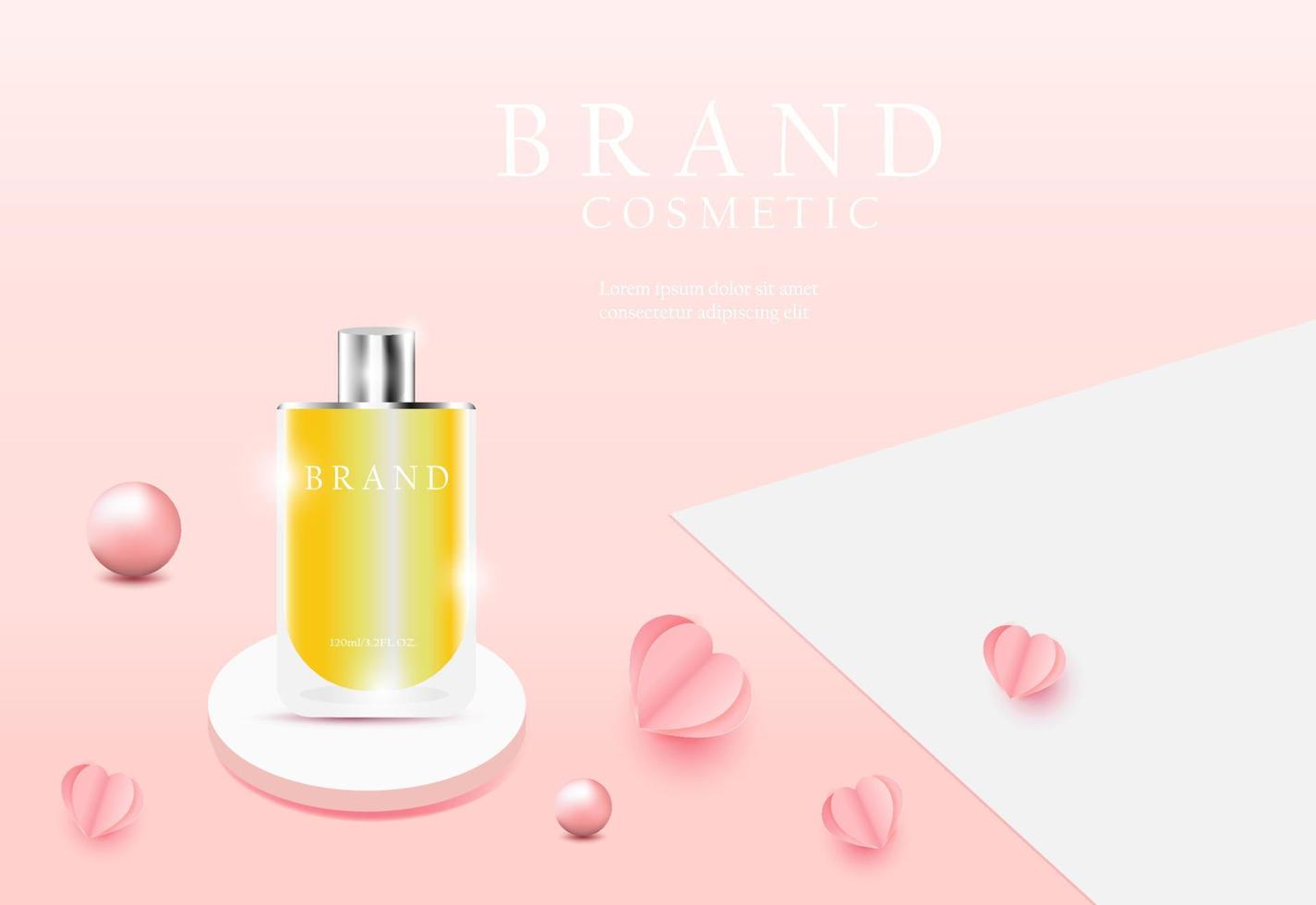 Cylinder podium pink minimal with show cosmetic products background. vector