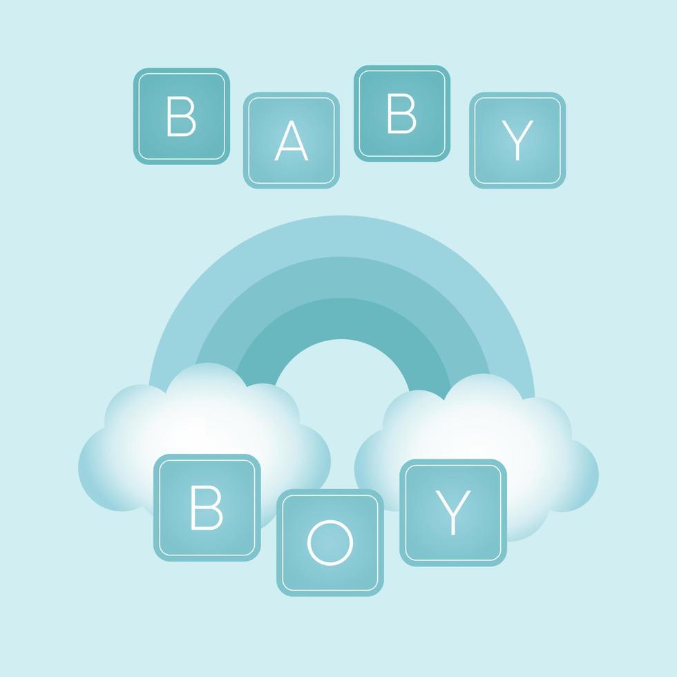 bebé ducha bandera con arco iris y texto bebé chico en azul antecedentes. eso s un chico. vector