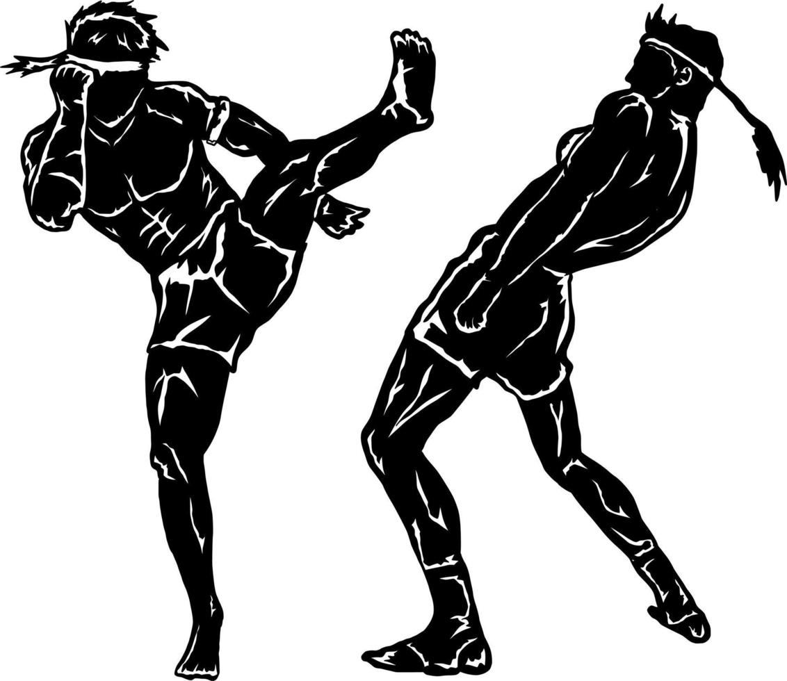 muay thai boxing fighter icon logo silhouette vector