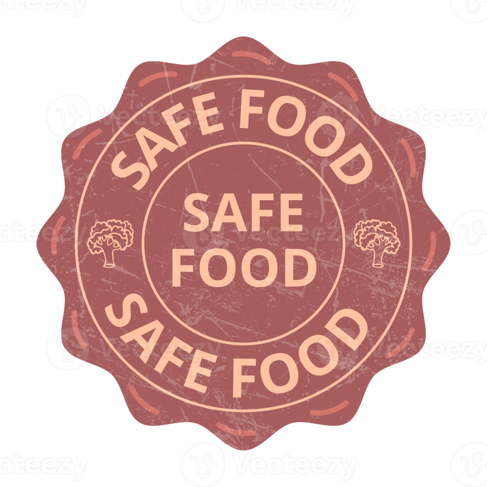 mat säkerhet ikoner, säker mat bricka, täta, märka, märka, klistermärke, emblem med grunge effekt png