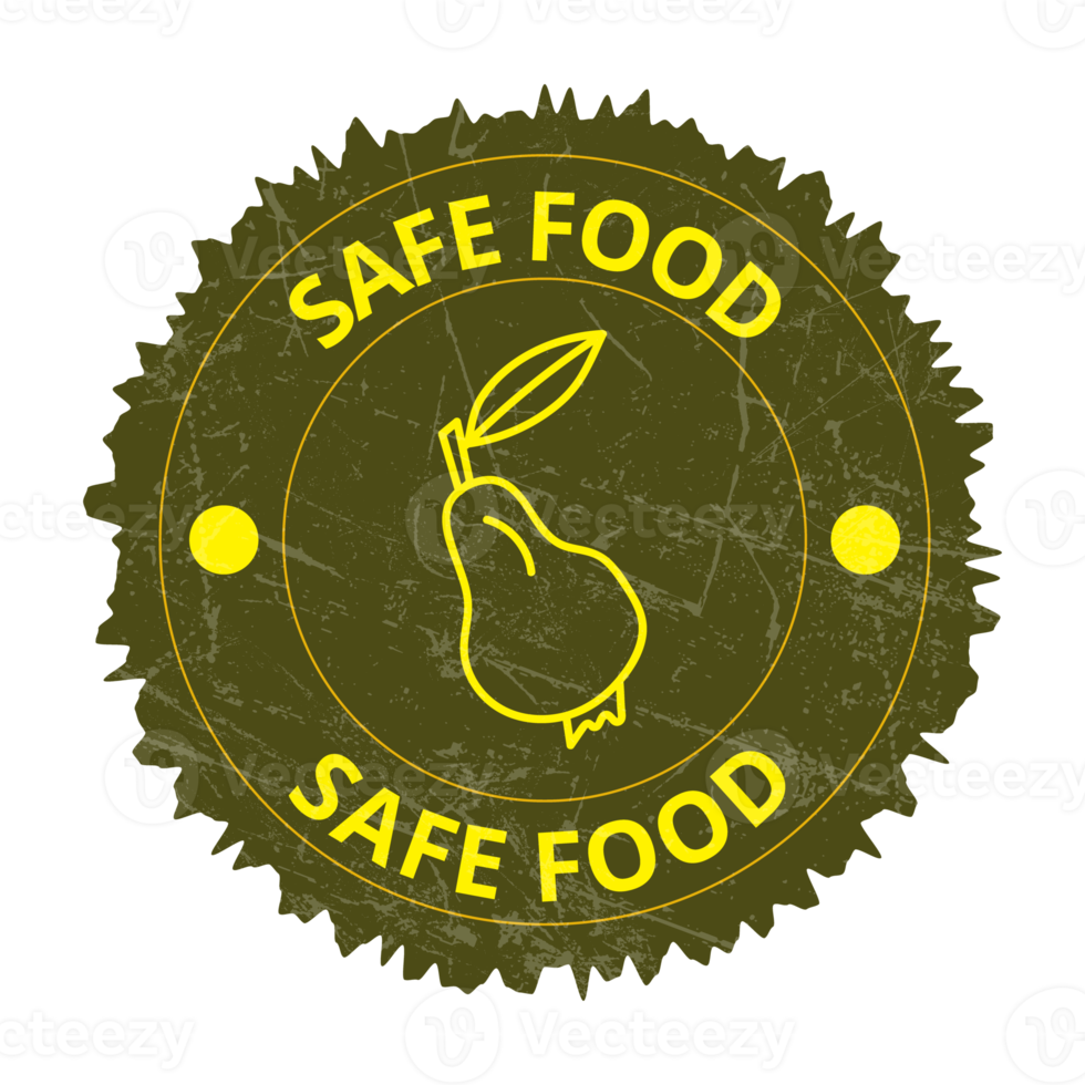 Food Safety Icons, Safe Food Badge, Seal, Tag, Label, Sticker, Emblem With Grunge Effect png