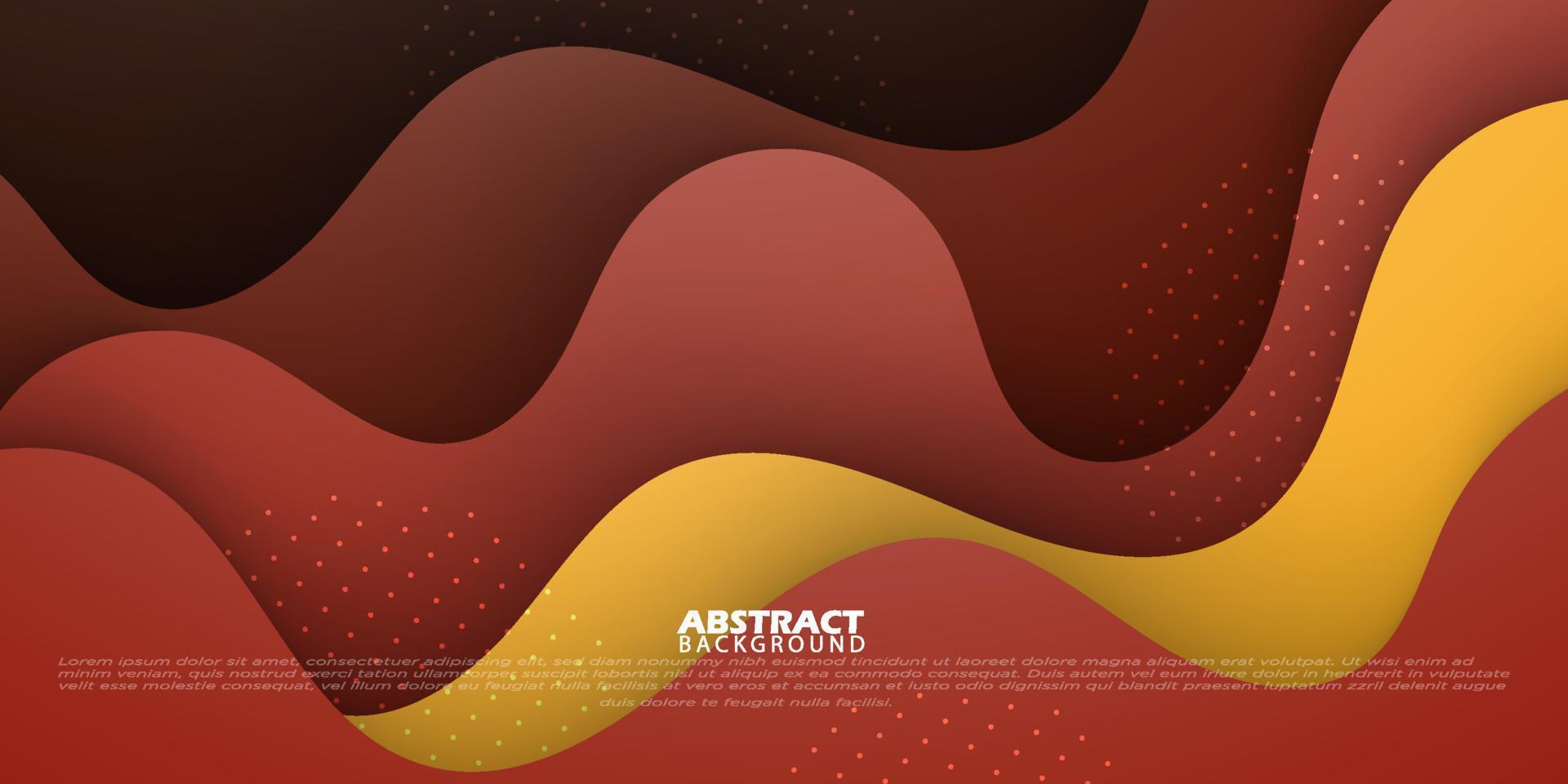 Wavy abstract 3D paper cut art background design with bround and yellow combination for website template or etc. Eps10 vector