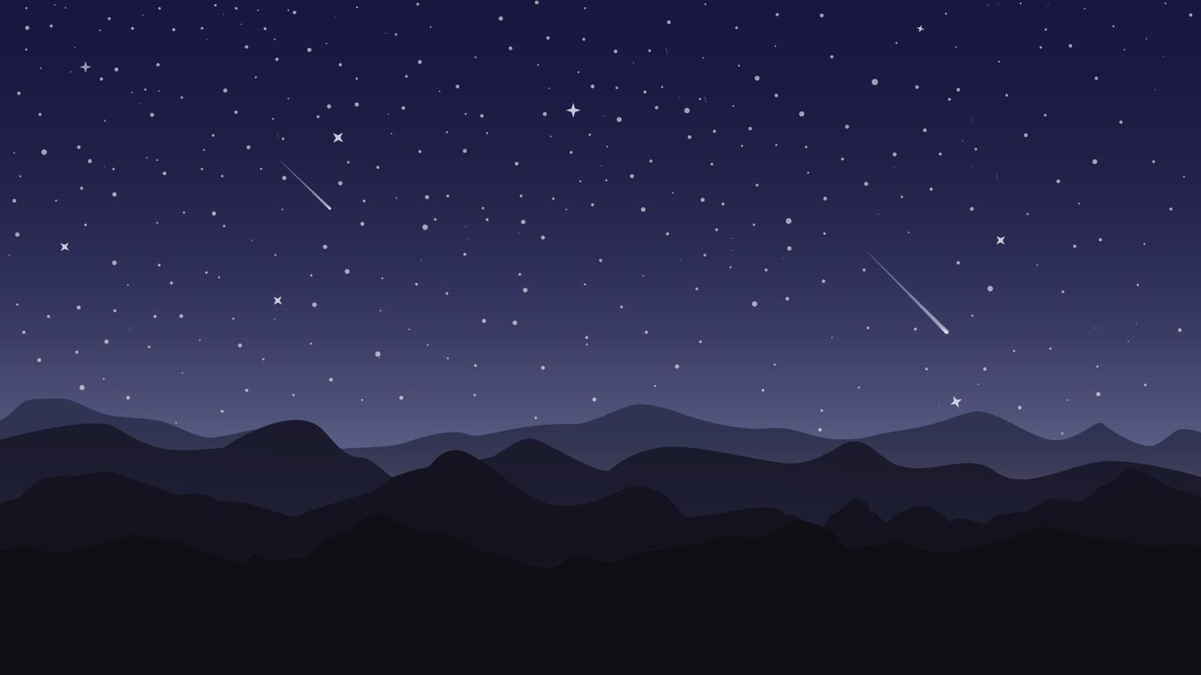 Vector background. Starry night sky. Stars, sky, night. Silhouette of the mountains.