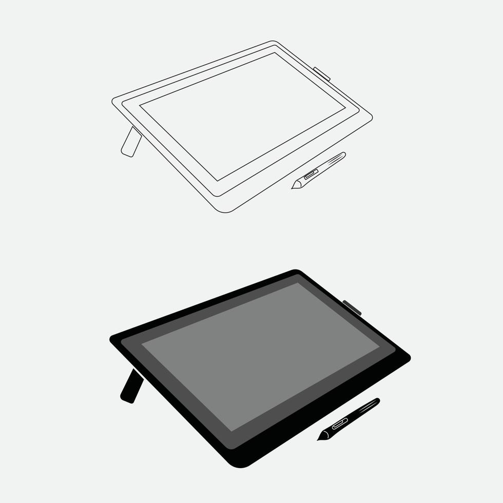 Vector outline graphic tablet for drawing by artist and designer