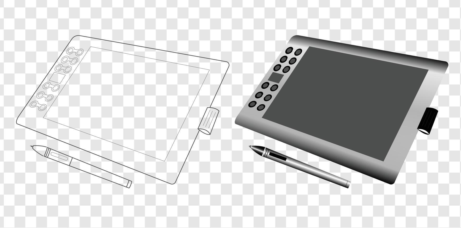 Vector outline graphic tablet for drawing by artist and designer