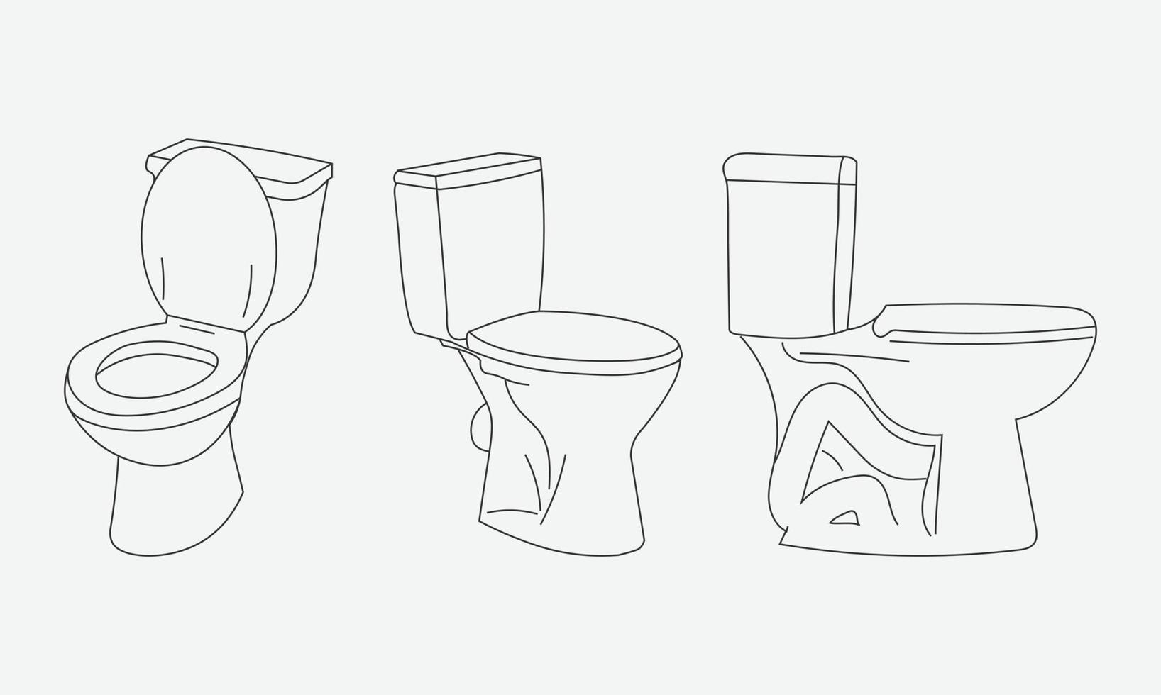 outline vector toilet, boded, pan and bowl. For wc room or bathroom at home. line art vector illustration