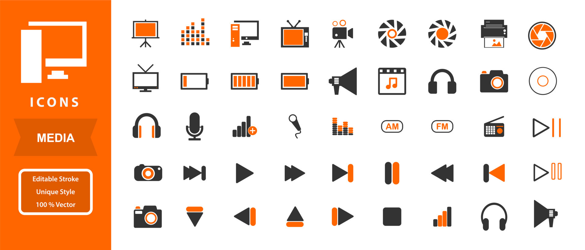 conjunto vector íconos acerca de medios de comunicación 21250524 Vector ...