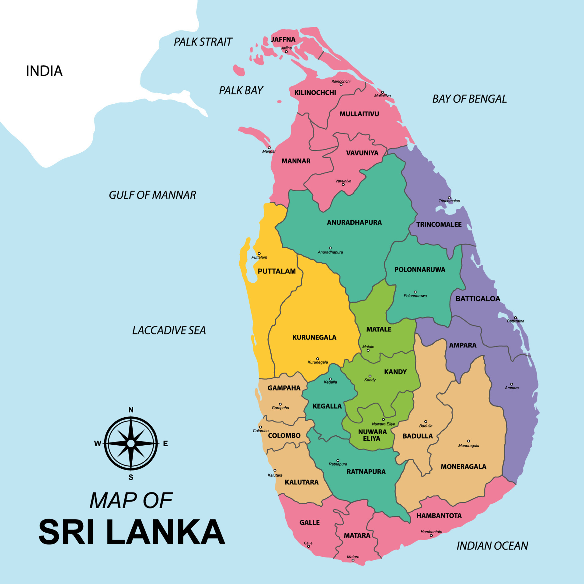 Sri lanka Map With District Name 21251104 Vector Art at Vecteezy