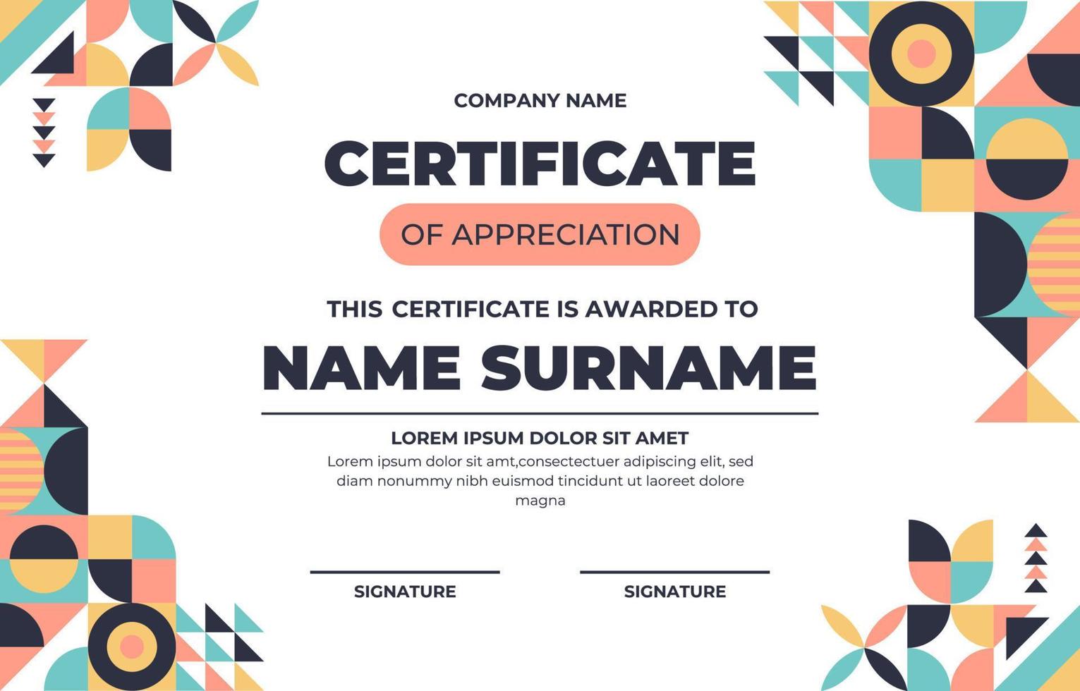 Modern Geometric Shape Certificate Template vector