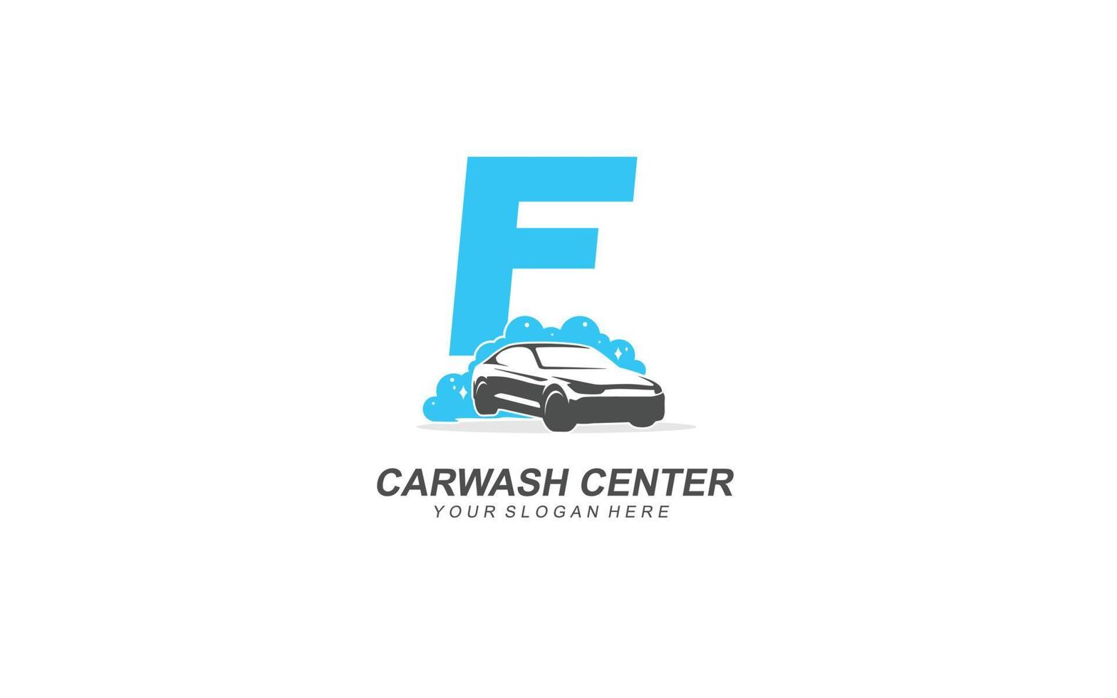 F Car wash logo design inspiration. Vector letter template design for brand.