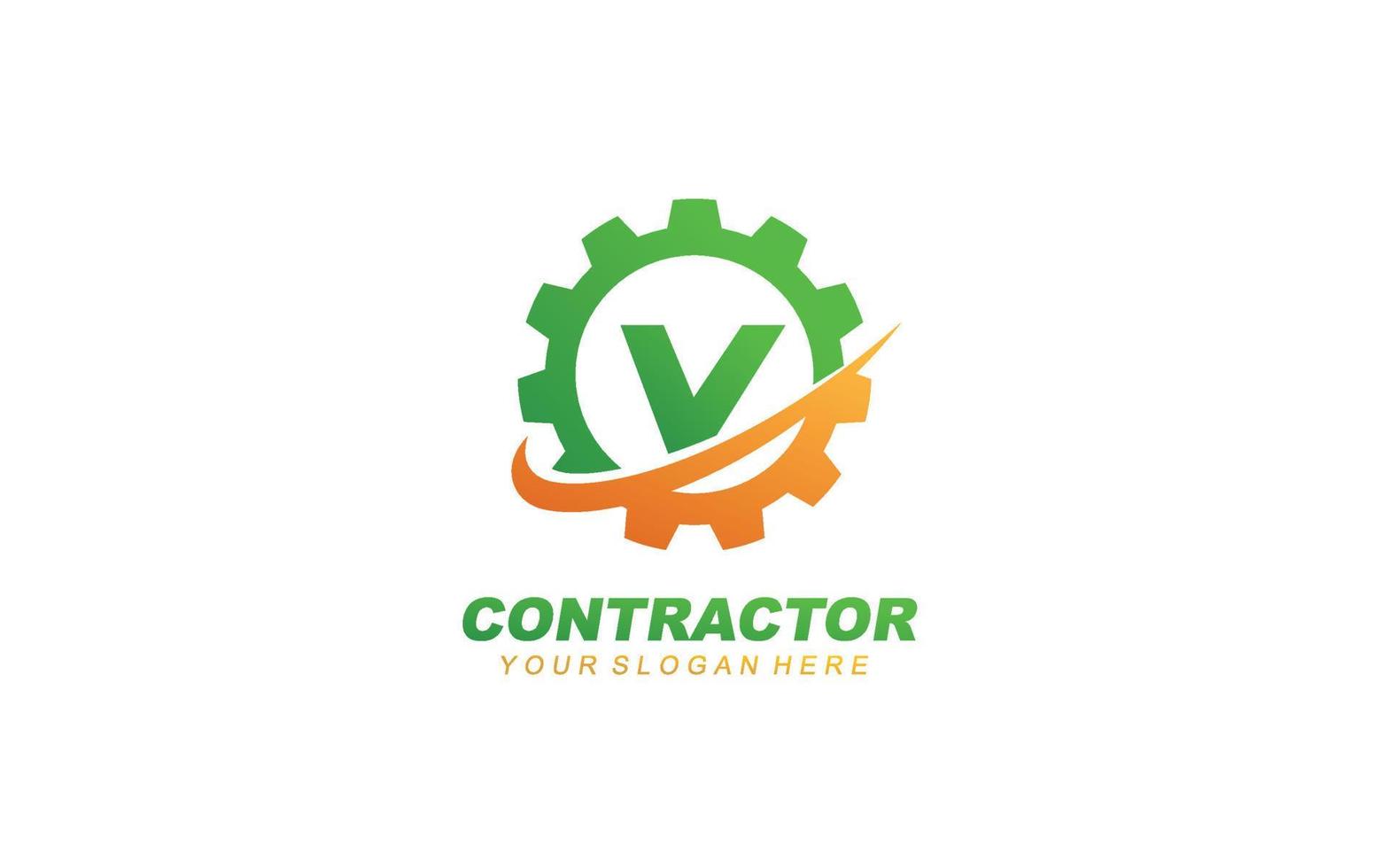 V Engineering logo design inspiration. Vector letter template design for brand.