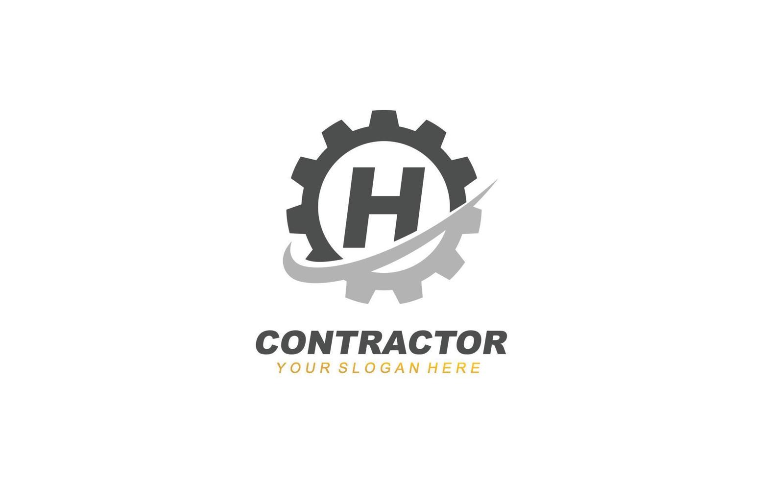 H Engineering logo design inspiration. Vector letter template design for brand.