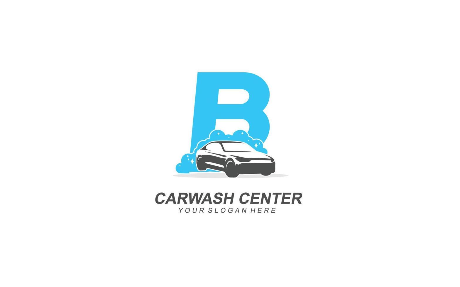 B Car wash logo design inspiration. Vector letter template design for brand.