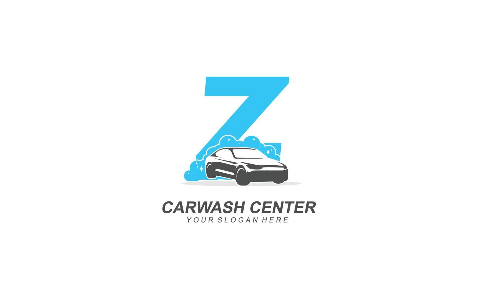 Z Car wash logo design inspiration. Vector letter template design for brand.