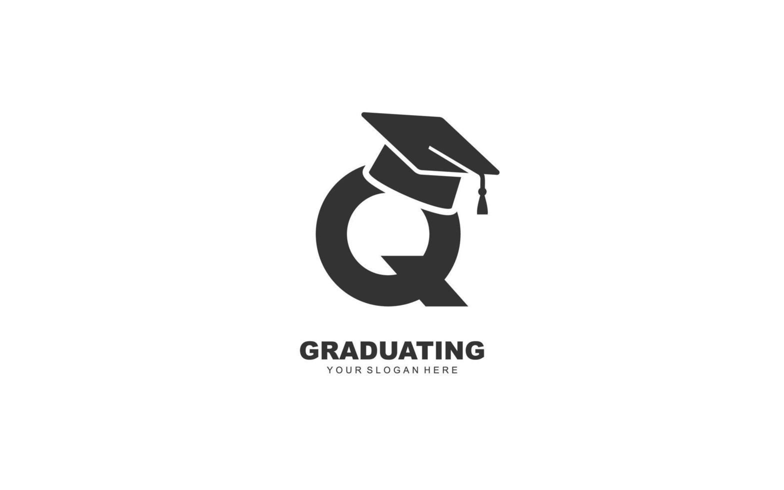 Q graduation logo design inspiration. Vector letter template design for brand.