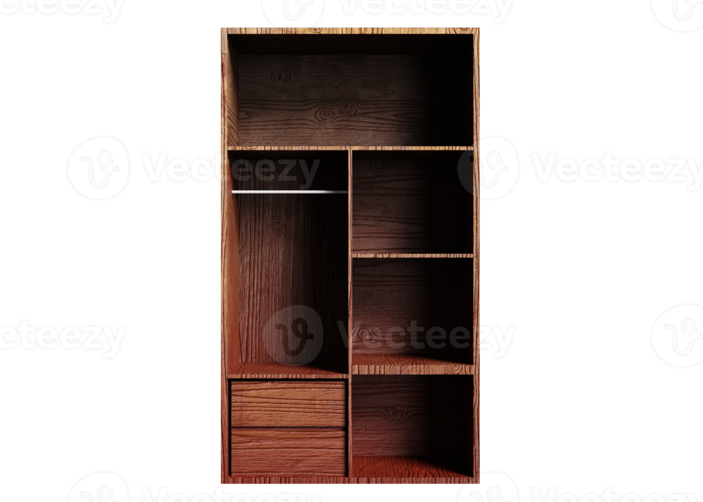 Stylish Wooden Wardrobe 3D Model png