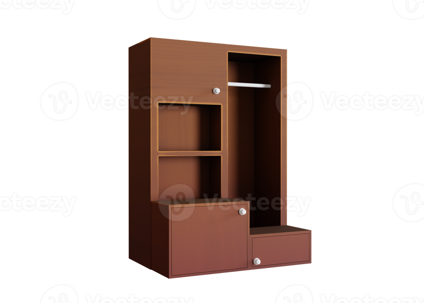 elegant houten garderobe 3d model- png