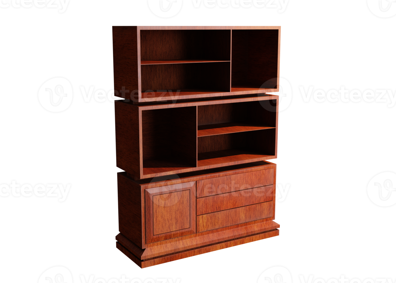 Stylish Wooden Wardrobe 3D Model png