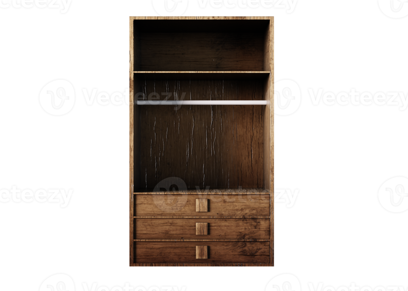 Stylish Wooden Wardrobe 3D Model png