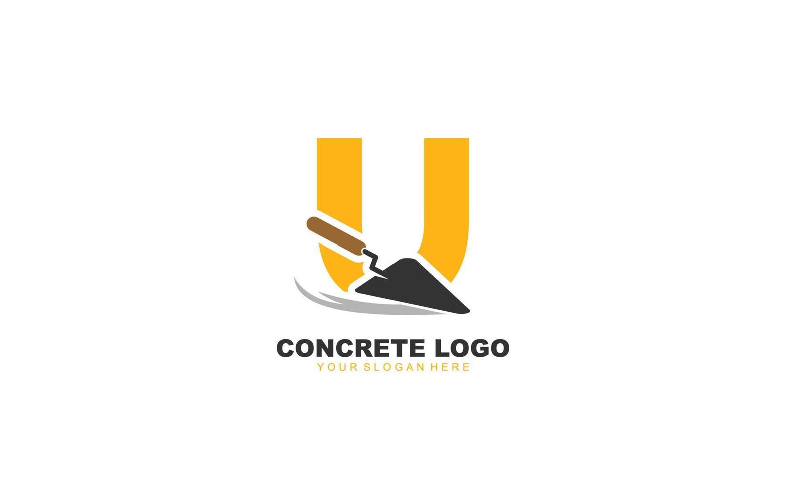 U CONSTRUCTION logo design inspiration. Vector letter template design for brand.
