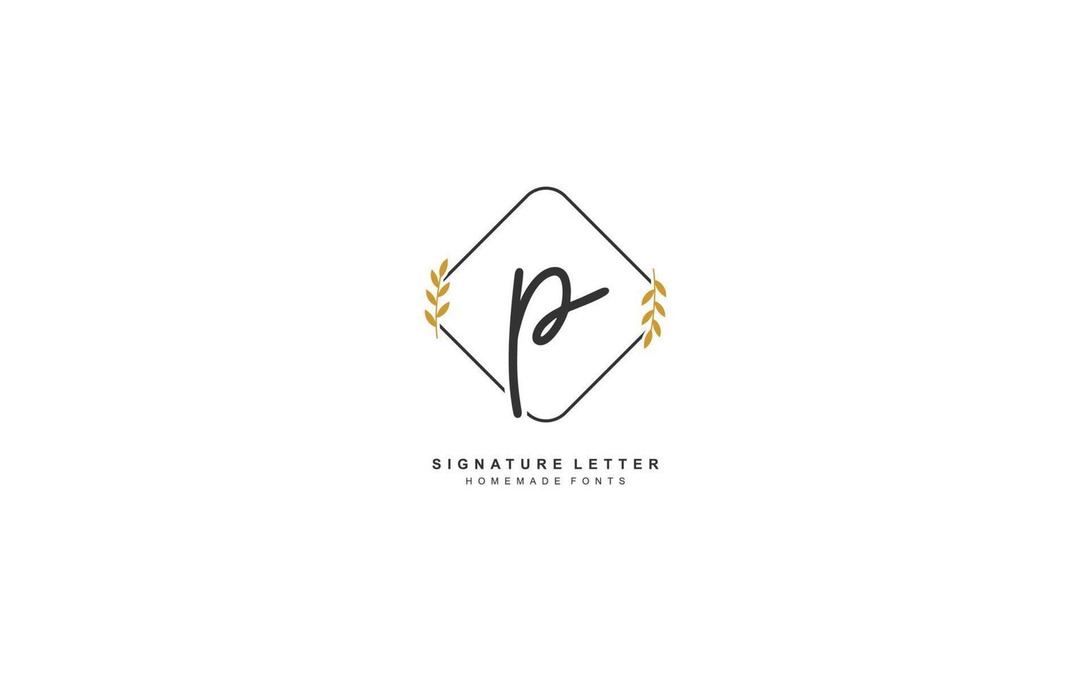 P Initial letter handwriting and  signature logo. A concept with template element. vector