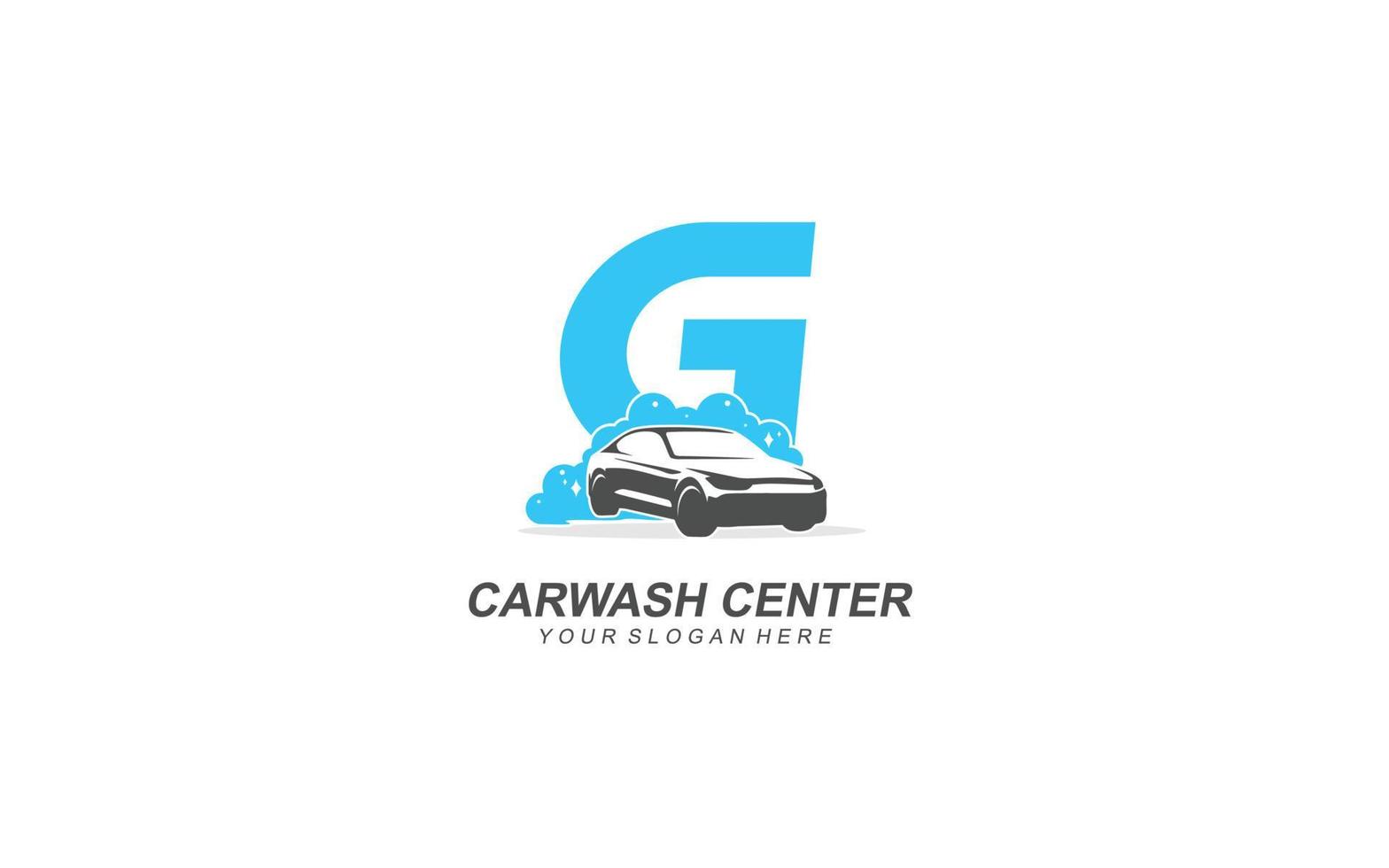 G Car wash logo design inspiration. Vector letter template design for brand.