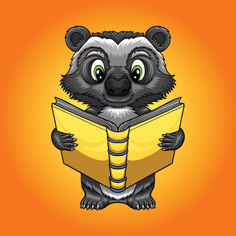 Skunk  Cartoon Reading Book logo vector