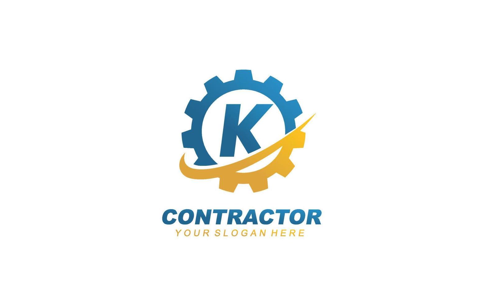 K Engineering logo design inspiration. Vector letter template design for brand.