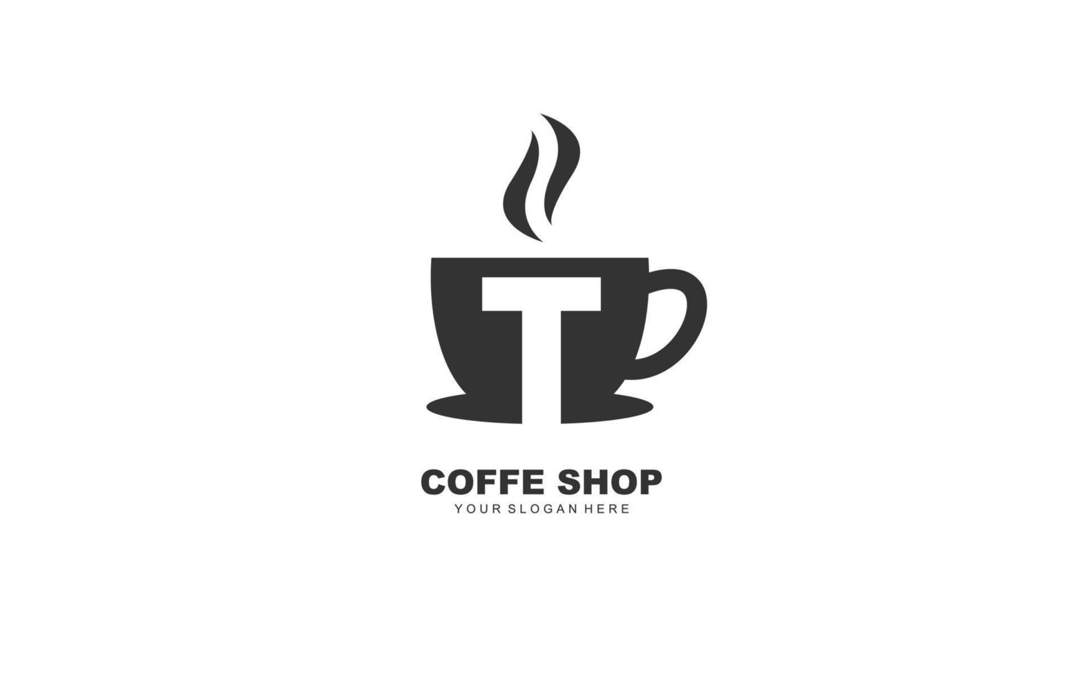 T COFFE logo design inspiration. Vector letter template design for brand.