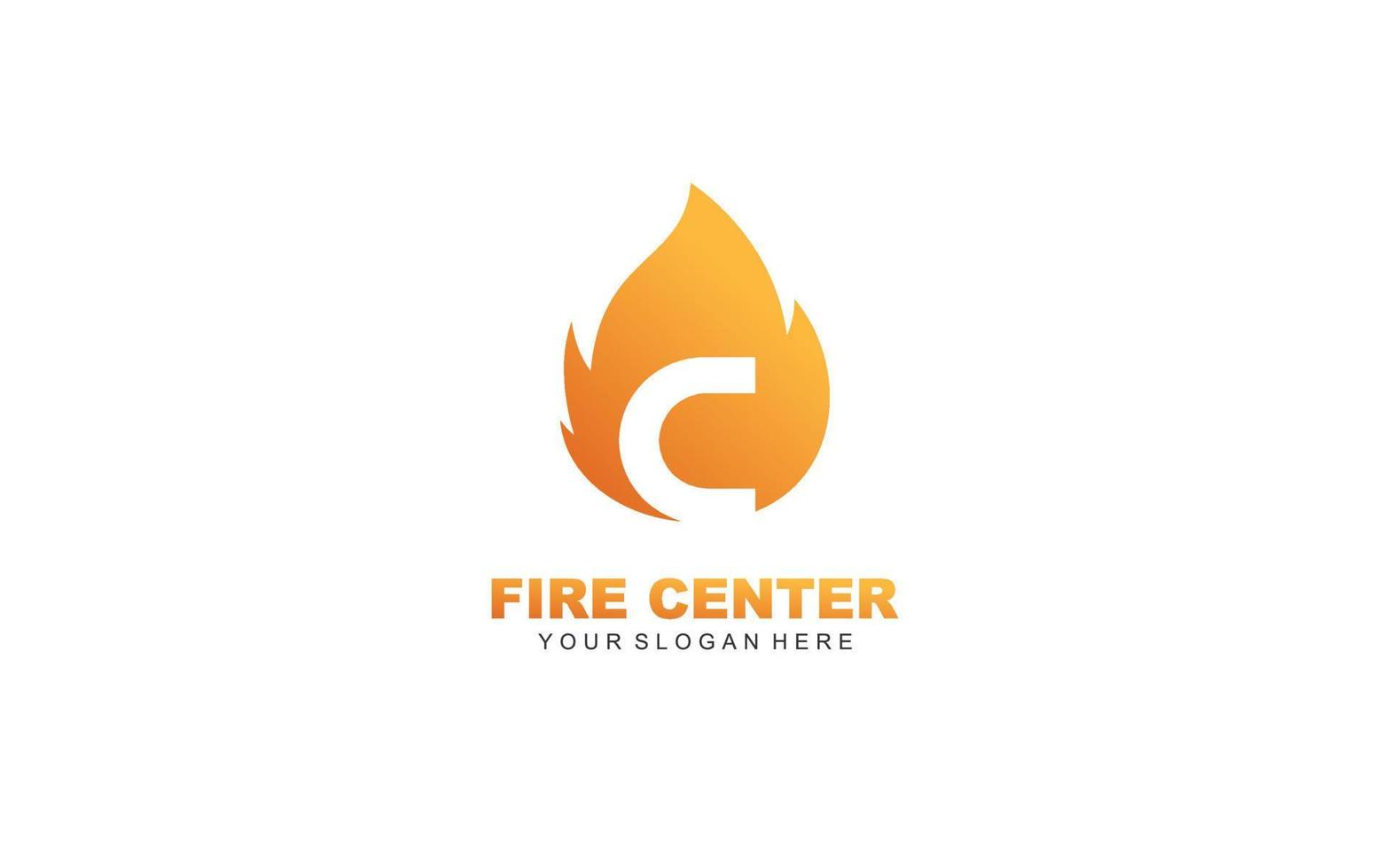 C fire logo design inspiration. Vector letter template design for brand.