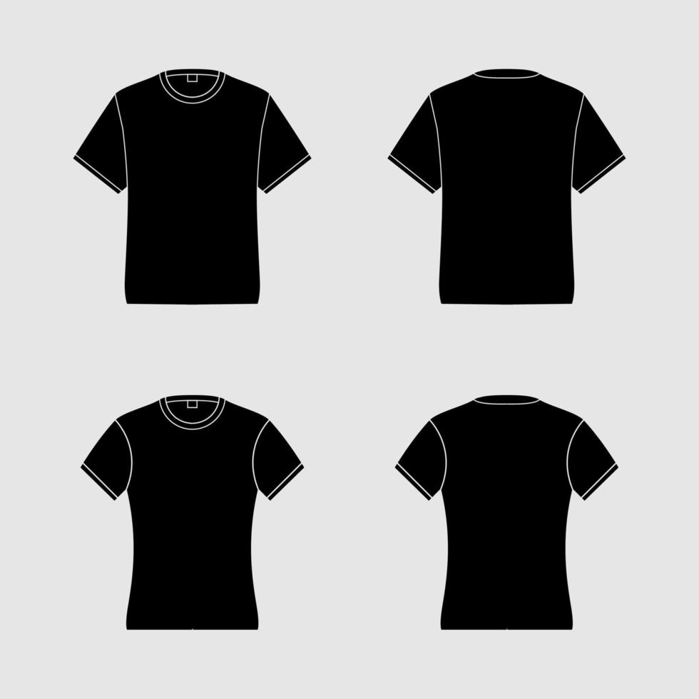 contorno camiseta negro modelo vector