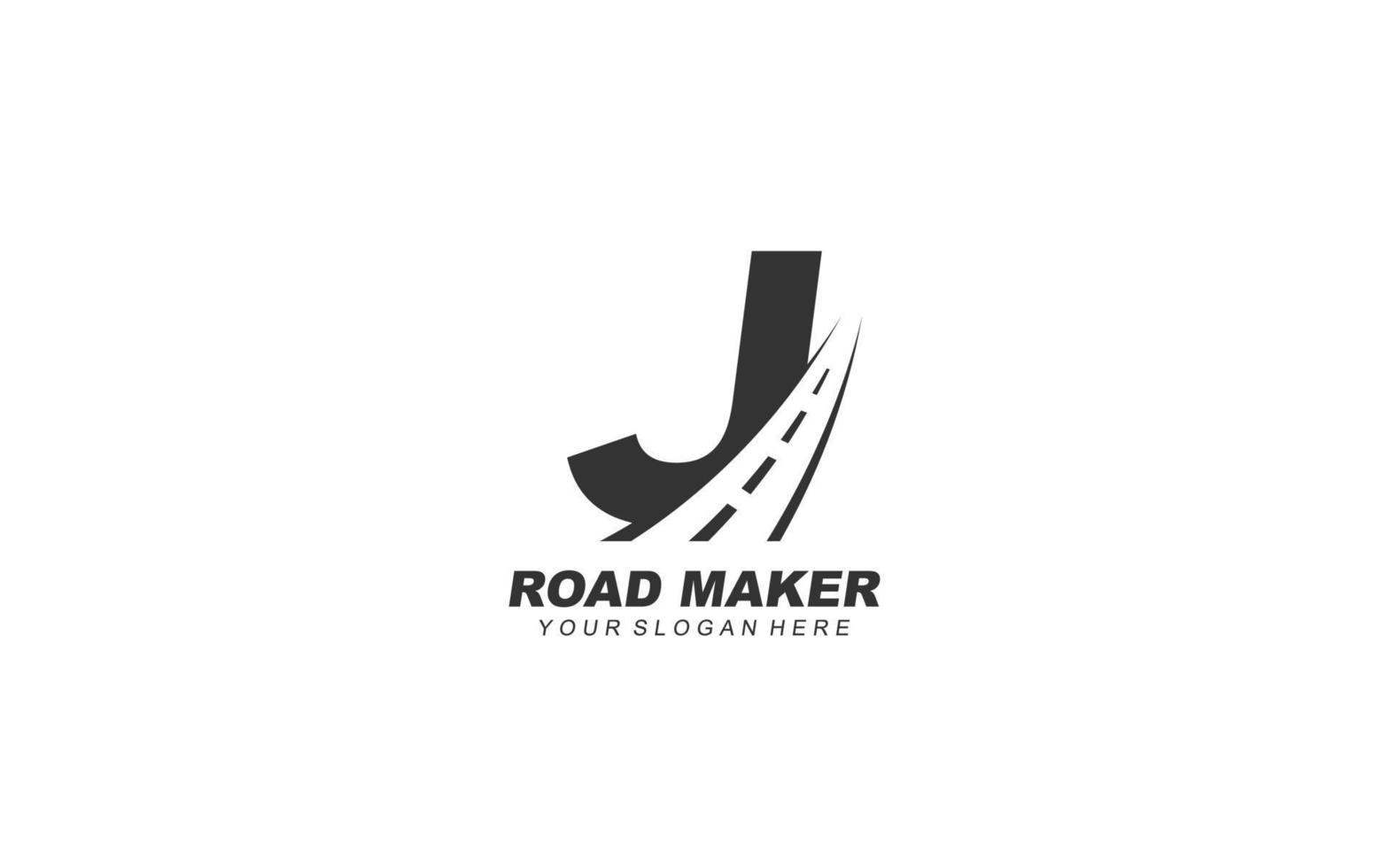 J asphalt logo design inspiration. Vector letter template design for brand.