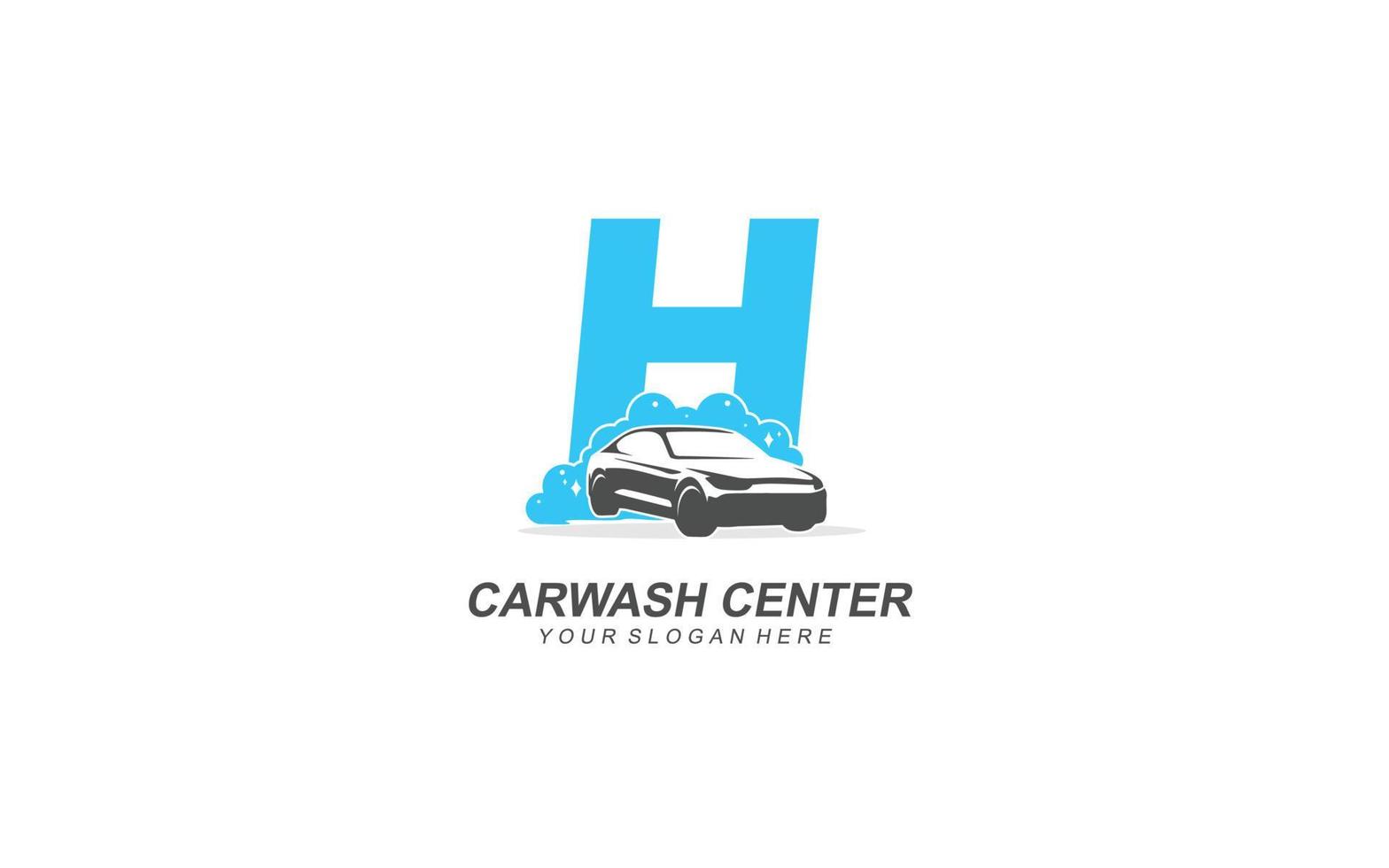 H Car wash logo design inspiration. Vector letter template design for brand.