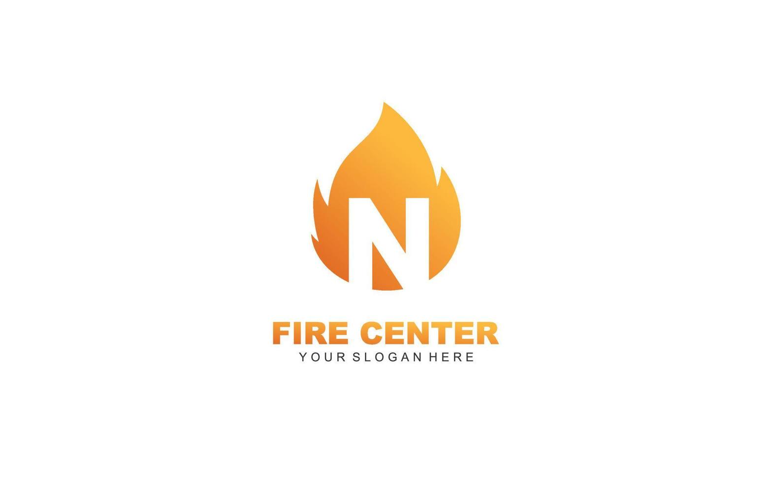 N fire logo design inspiration. Vector letter template design for brand.