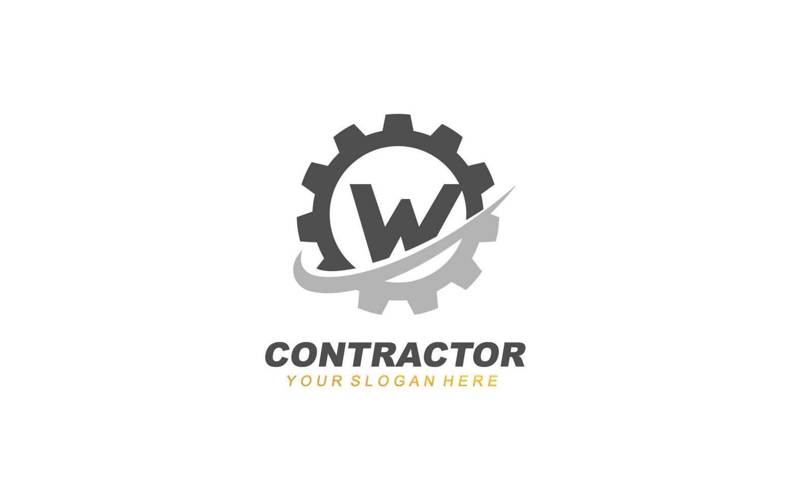 W Engineering logo design inspiration. Vector letter template design for brand.