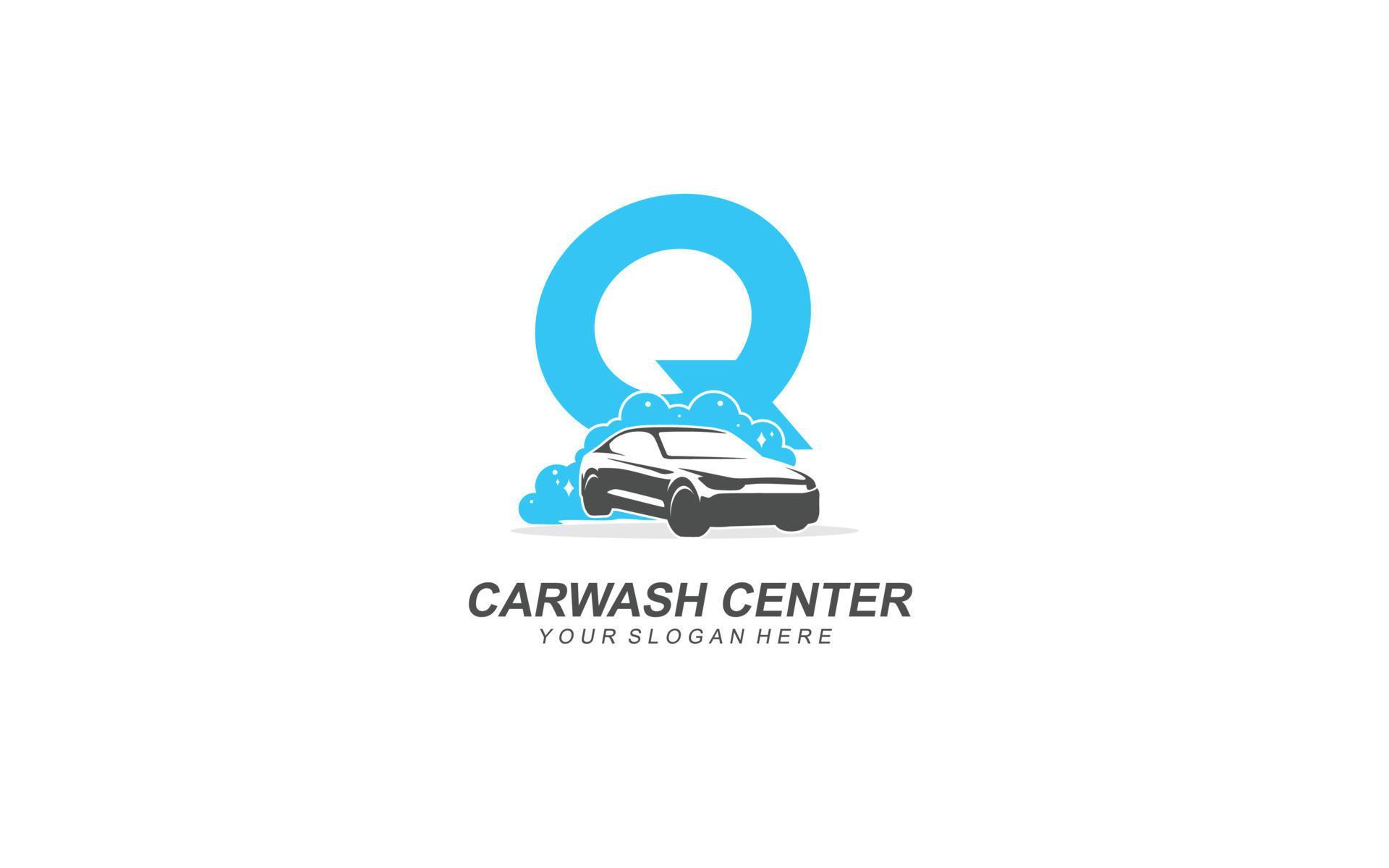 Q Car wash logo design inspiration. Vector letter template design for
