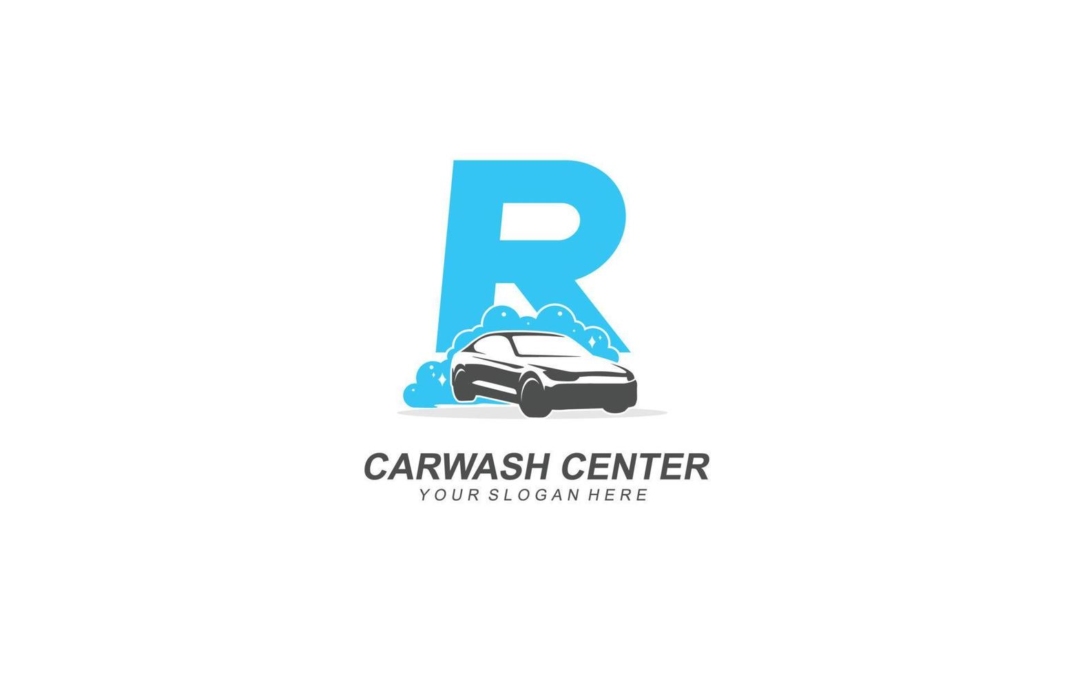 R Car wash logo design inspiration. Vector letter template design for brand.