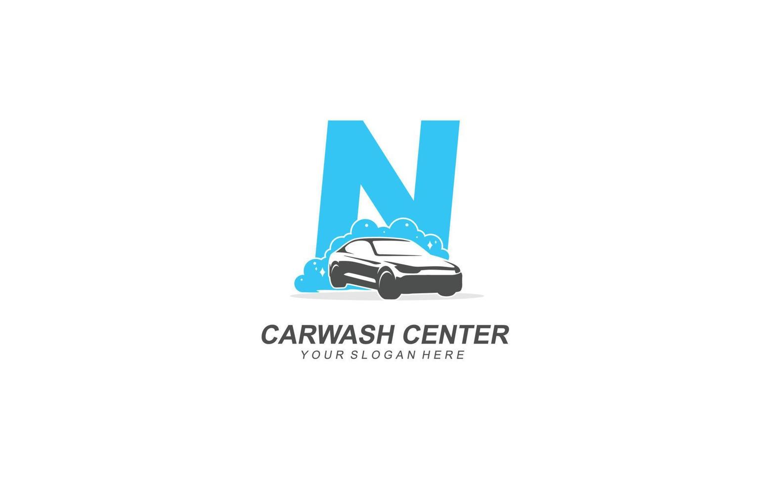 N Car wash logo design inspiration. Vector letter template design for brand.