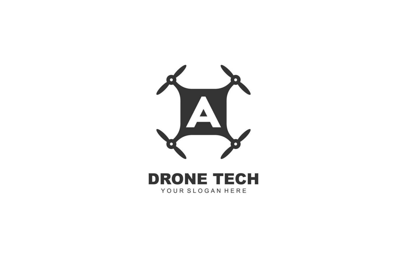A Drone logo design inspiration. Vector letter template design for brand.