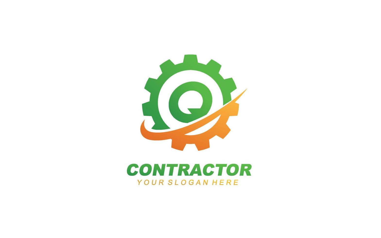 Q Engineering logo design inspiration. Vector letter template design for brand.
